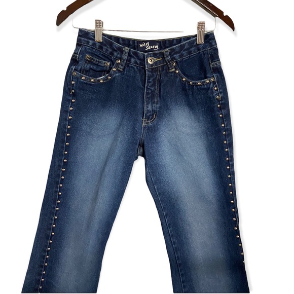 Vintage 90s Wild Secret Studded Dark Wash flare jeans - Picture 4 of 12